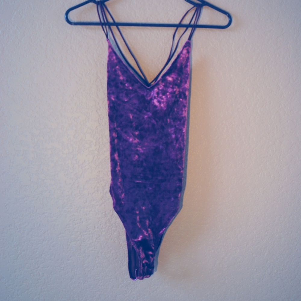 Magenta Velvet Bodysuit